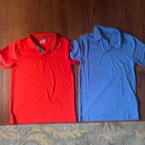 UA golf shirts. Lot of 2. Red is youth Xl and blue is adult small